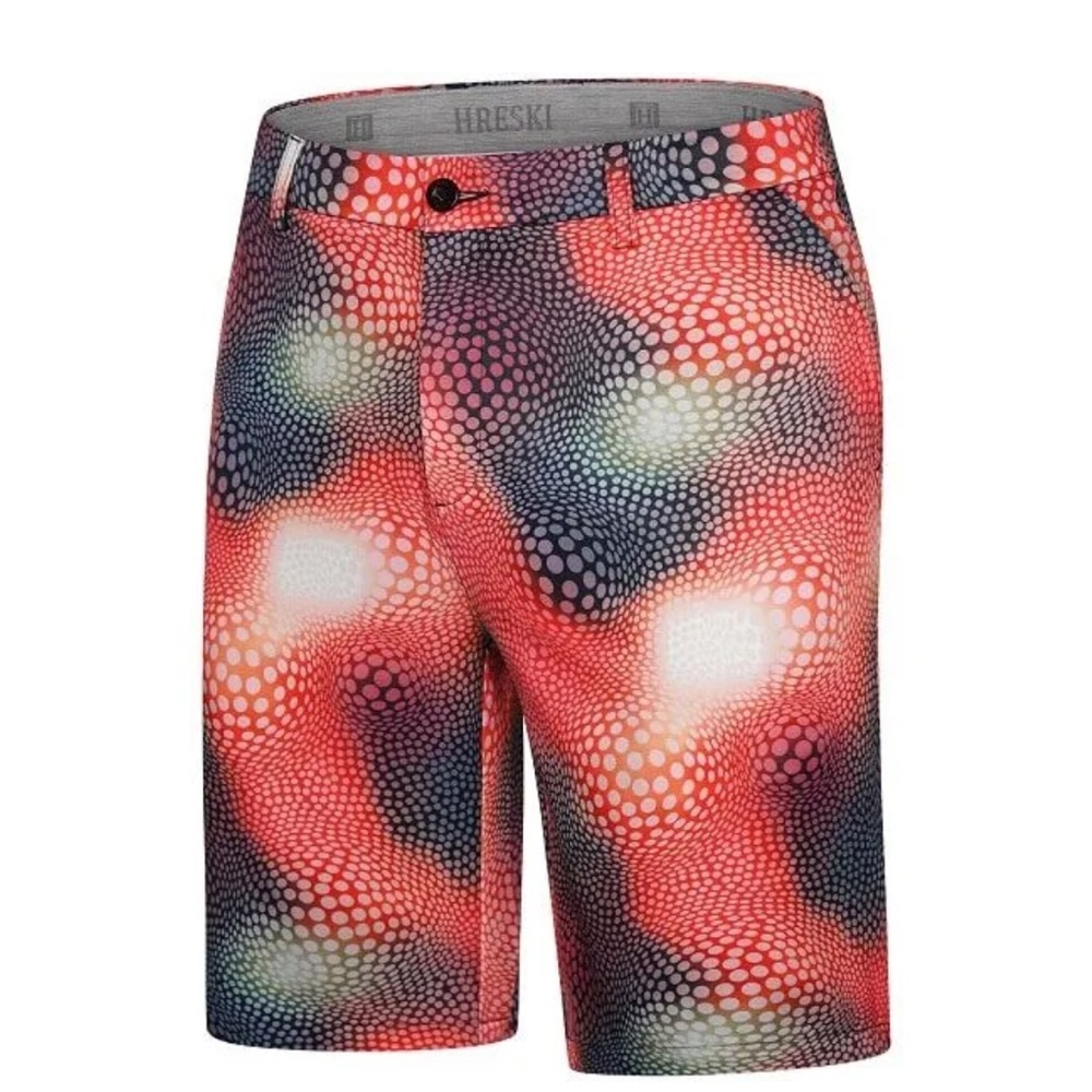 Hreski Golf  134 Abstract Circles on Red Black Uneven Background Shorts